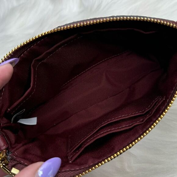 Coach Large 19 Suede Snakeskin Embossed Leather Wristlet - Picture 6 of 10